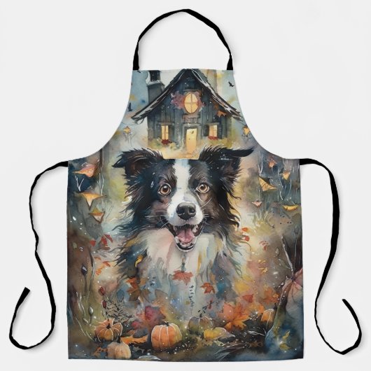 Halloween Border Collie mit Pumpkins Beängstigend Schürze (Vorderseite)