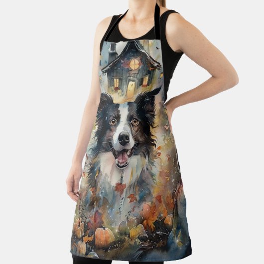 Halloween Border Collie mit Pumpkins Beängstigend Schürze (InSitu)