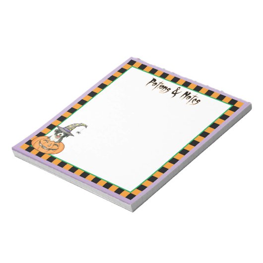 Halloween Border Collie Notepad Notizblock (Rotiert)