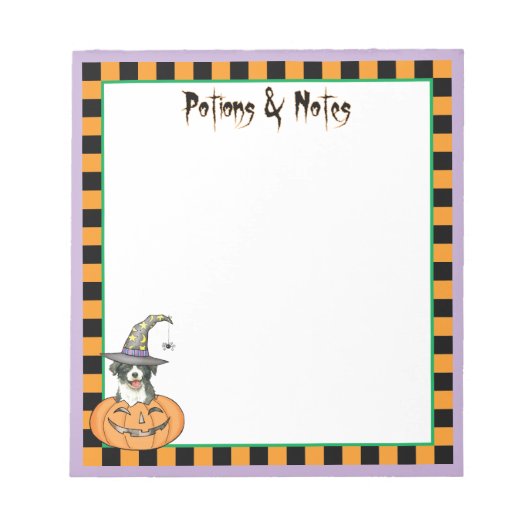 Halloween Border Collie Notepad Notizblock (Vorderseite)