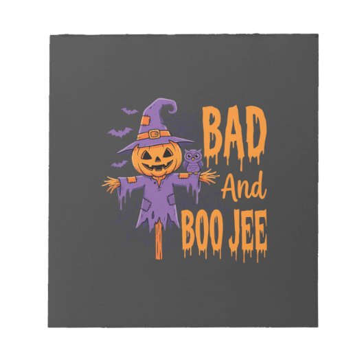 Halloween Böse und Boo Jee Vogelscheuche Grafik Notizblock (Vorderseite)