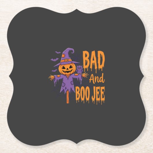 Halloween Böse und Boo Jee Vogelscheuche Grafik Untersetzer (Vorderseite)