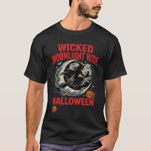 Halloween Böser Mond Fahrt T-Shirt (Vorderseite)