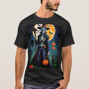 Halloween-Böser Totenkopf mit Kürbis T-Shirt