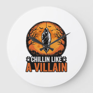 Halloween Bösewicht Vintage Gravur Shirt Design_1 Große Wanduhr