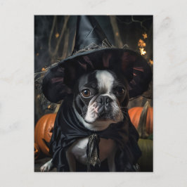 Halloween Boston Terrier Dog Postcard Postkarte