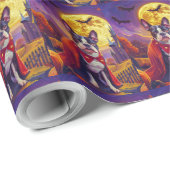 Halloween Boston Terrier Dog Pumpkins Beängstigend Geschenkpapier (Rolleneckpunkt)