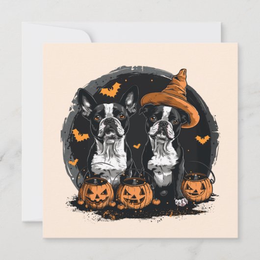 Halloween Boston Terrier Dogs Einladung (Vorderseite)