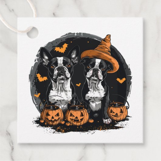 Halloween Boston Terrier Dogs Geschenkanhänger (Vorderseite)