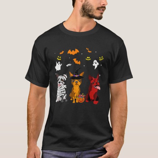 Halloween boston terrier Dogs Lovers Mummy Witch D T-Shirt (Vorderseite)