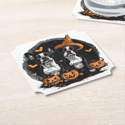 Halloween Boston Terrier Dogs Untersetzer (angewinkelt)