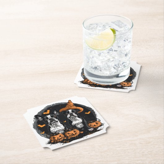 Halloween Boston Terrier Dogs Untersetzer (Vor Ort)
