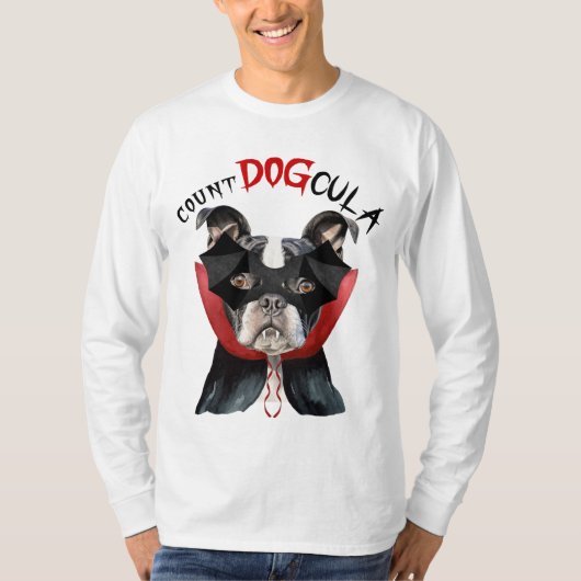 Halloween Boston Terrier Funny Vampire Dog T-Shirt (Vorderseite)