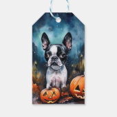 Halloween Boston Terrier mit Pumpkins Beängstigend Geschenkanhänger (Rückseite)
