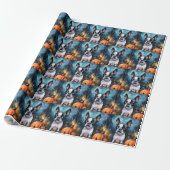Halloween Boston Terrier mit Pumpkins Beängstigend Geschenkpapier (Ungerollt)