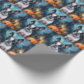 Halloween Boston Terrier mit Pumpkins Beängstigend Geschenkpapier (Ecke)