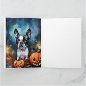 Halloween Boston Terrier mit Pumpkins Beängstigend Karte (Innenseite)