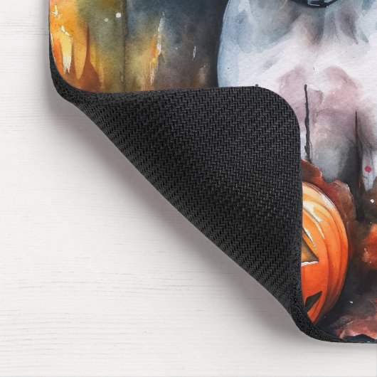 Halloween Boston Terrier mit Pumpkins Beängstigend Mousepad (Ecke)