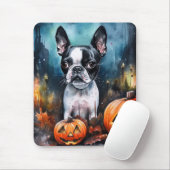 Halloween Boston Terrier mit Pumpkins Beängstigend Mousepad (Mit Mouse)