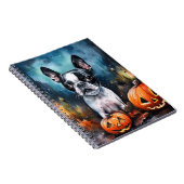 Halloween Boston Terrier mit Pumpkins Beängstigend Notizblock (Rechte Seite)