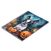 Halloween Boston Terrier mit Pumpkins Beängstigend Notizblock (Linke Seite)
