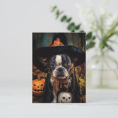Halloween Boston Terrier Postcard Postkarte (Stehend Vorderseite)