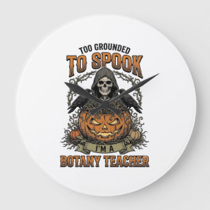 Halloween Botanik-Lehrer Vintage-Stich Pumpkin Große Wanduhr
