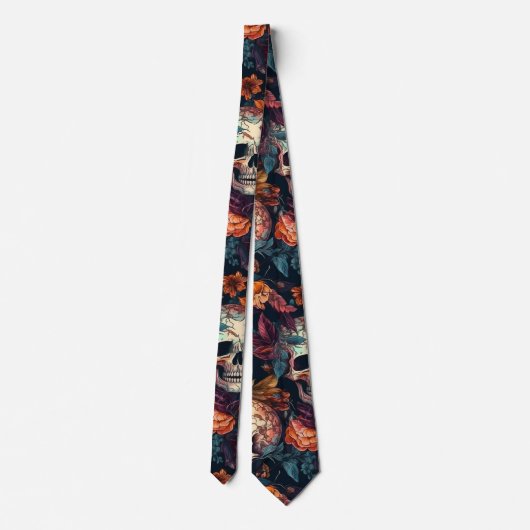 Halloween Botanische Möwen & Blume Neck Tie Krawatte (Rückseite)