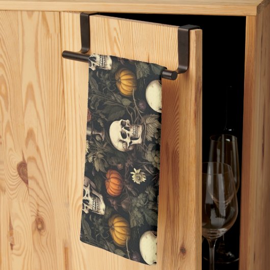 Halloween Botanische Skullen Geschirrtuch (Drittel gefaltet)