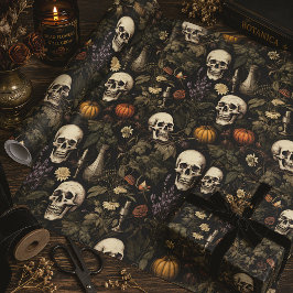 Halloween Botanische Skulls und Kürbis Geschenkpapier