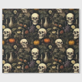 Halloween Botanische Skulls und Kürbis Geschenkpapier (Flach)