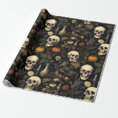 Halloween Botanische Skulls und Kürbis Geschenkpapier (Ungerollt)