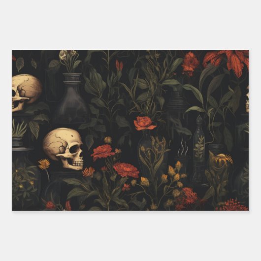 Halloween Botanisches Muster Geschenkpapier Set (Vorderseite 3)