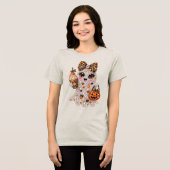 Halloween Boujee Geist Rhinestone Leopard Bling Tri-Blend Shirt (Vorderseite voll)