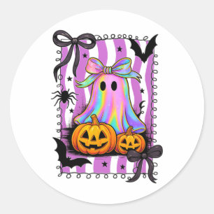 Halloween Bow Shirt Niedlich Skull Pumpkin Süßigke Runder Aufkleber
