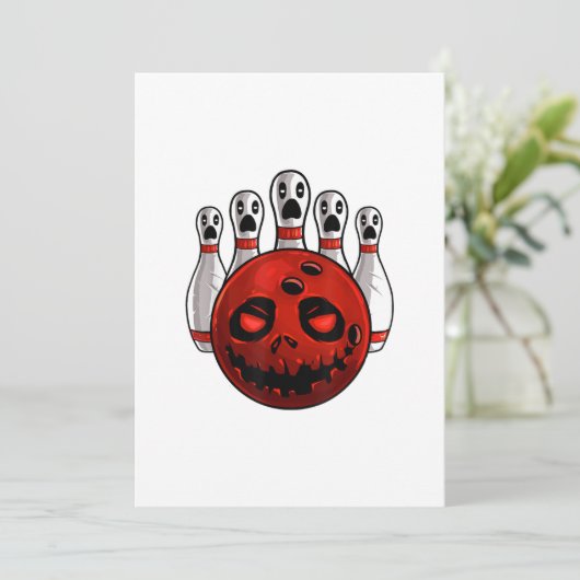 Halloween Bowling Bowler Bowlingween Pub T - Shirt Einladung (Stehend Vorderseite)