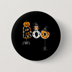 Halloween Bowling mit Hexenhühnchen-Jungs-Mädchen Button