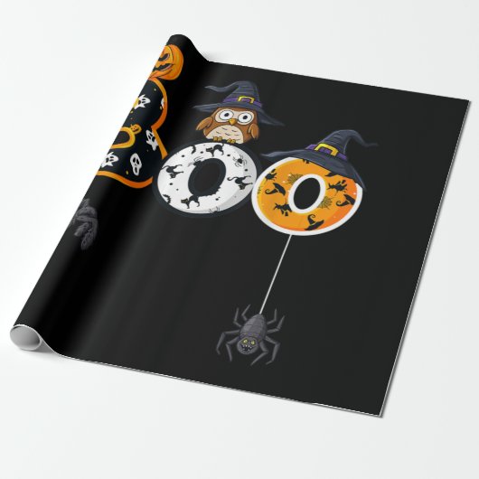 Halloween-Bowling mit Hexenhutspinnen Geschenkpapier (Ungerollt)