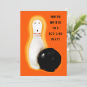 Halloween Bowling Party Einladung (Stehend Vorderseite)