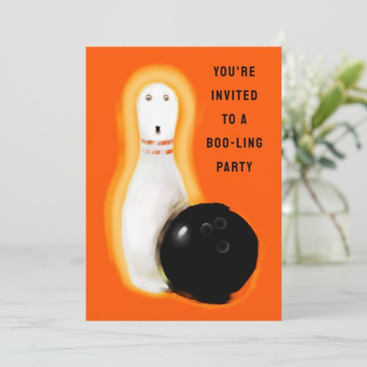 Halloween Bowling Party Einladung (Stehend Vorderseite)