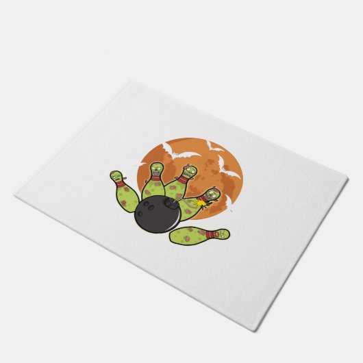 Halloween Bowling Zombie Buttone Bats Bowler Gesch Fußmatte (Schrägansicht)