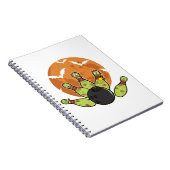 Halloween Bowling Zombie Buttone Bats Bowler Gesch Notizblock (Rechte Seite)