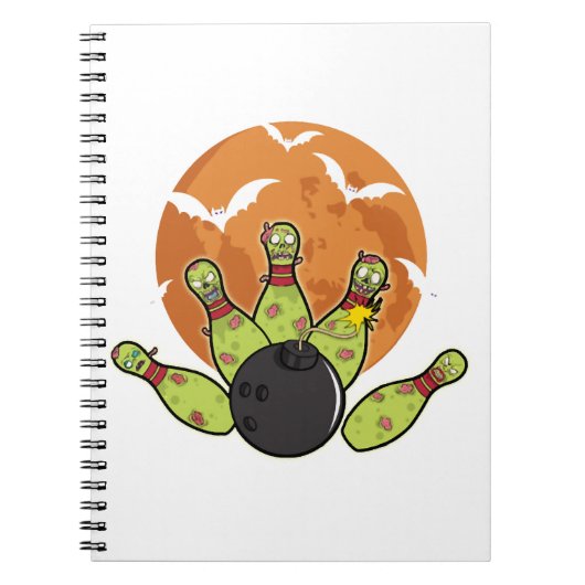Halloween Bowling Zombie Buttone Bats Bowler Gesch Notizblock (Vorderseite)