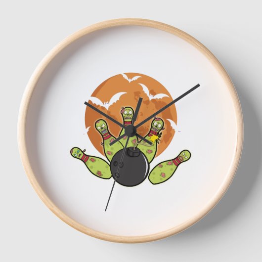 Halloween Bowling Zombie Buttone Bats Bowler Gesch Uhr (Vorderseite)