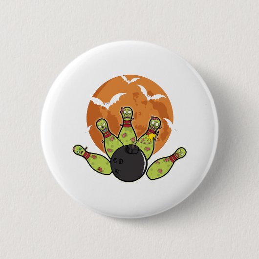 Halloween Bowling Zombie Pins Fledermäuse Bowler G Button (Vorderseite)