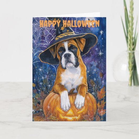 Halloween Boxer Dog Feiertagskarte (Vorderseite)