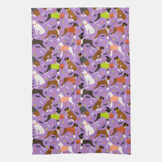 Halloween Boxer Dog Geschirrtuch (Vertikal)