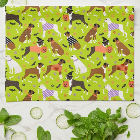 Halloween Boxer Dog Geschirrtuch (Gefaltet)