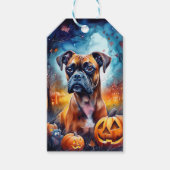 Halloween Boxer mit Pumpkins Beängstigend Geschenkanhänger (Vorderseite)