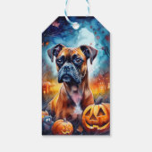 Halloween Boxer mit Pumpkins Beängstigend Geschenkanhänger (Rückseite)